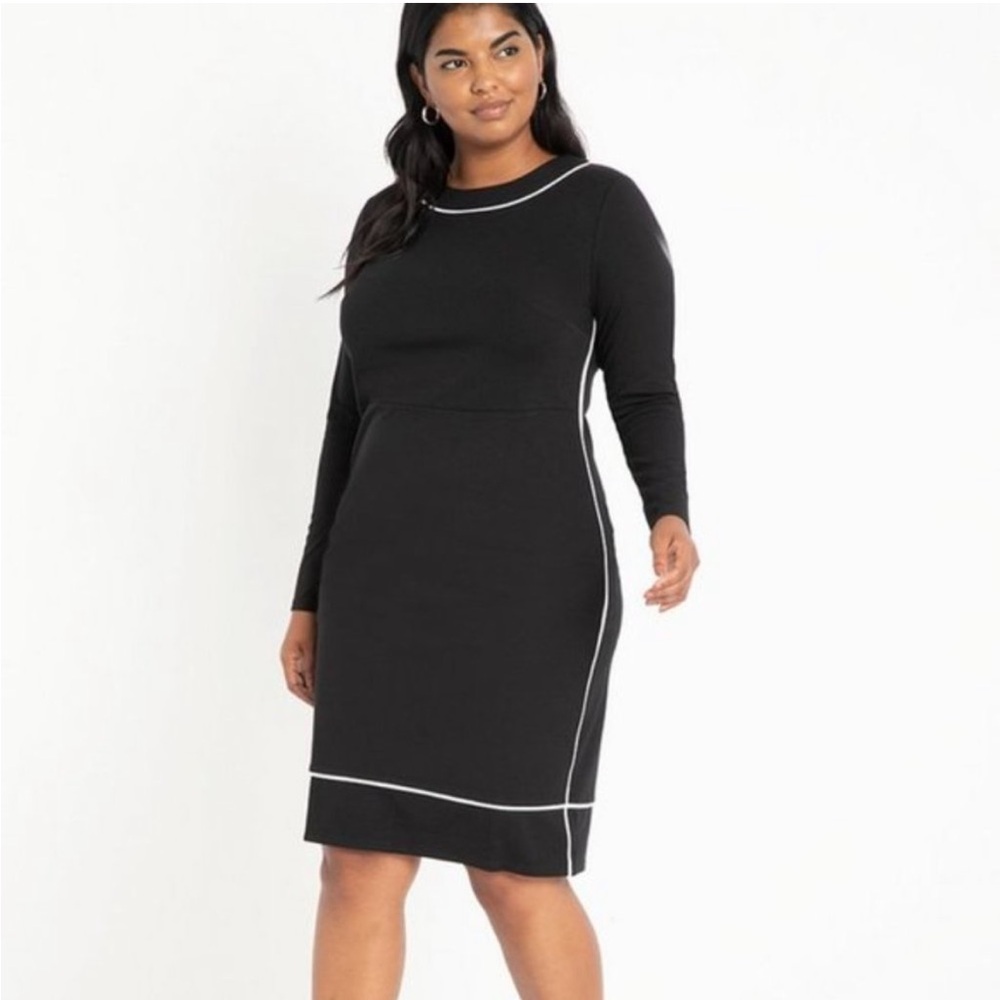 Eloquii Black Dress with White Trim